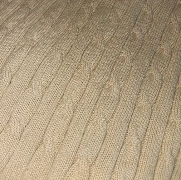 Chaps 100% Cotton Beige Cable Knit Zip Up Hoodie - Picture 8 of 9